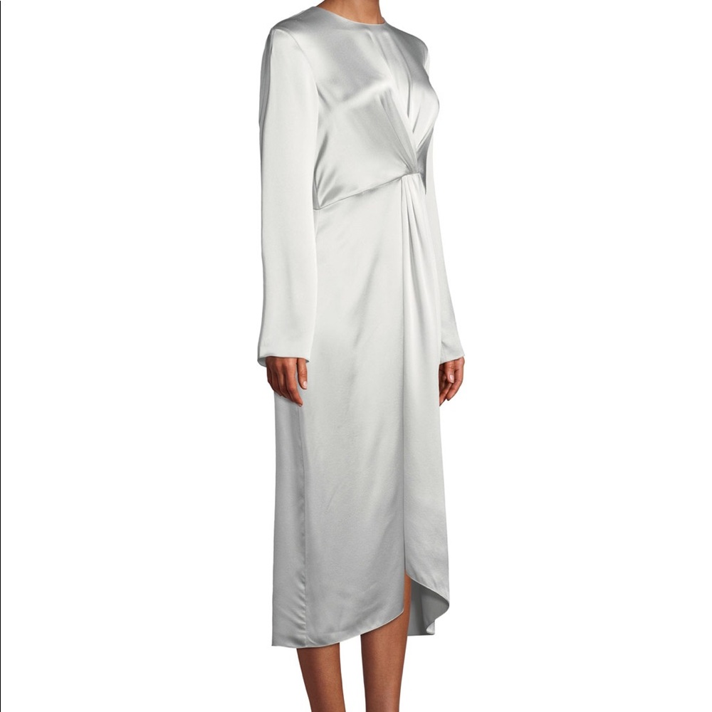 Vince Asym Pleated Silk-Satin Dress